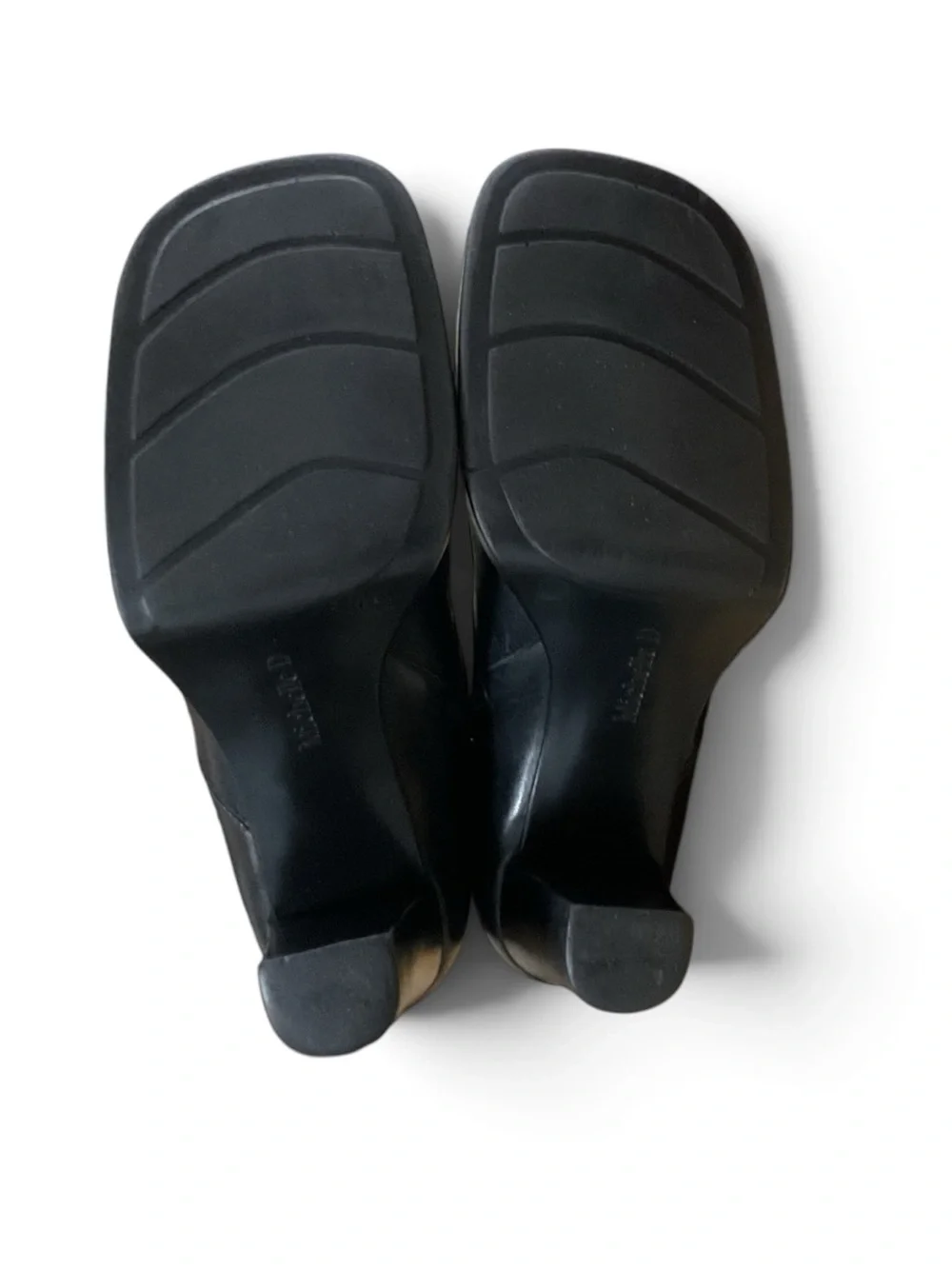 Michelle D Black Leather Chunky Platform Ankle Boots Size 8M